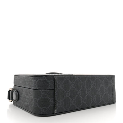 Gucci GG Supreme Monogram Azalea Calfskin Retro Interlocking G Shoulder Bag Black 4 of 10