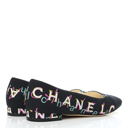 Chanel Fabric Grossgrain CC Flats 37.5 Black 4 of 9