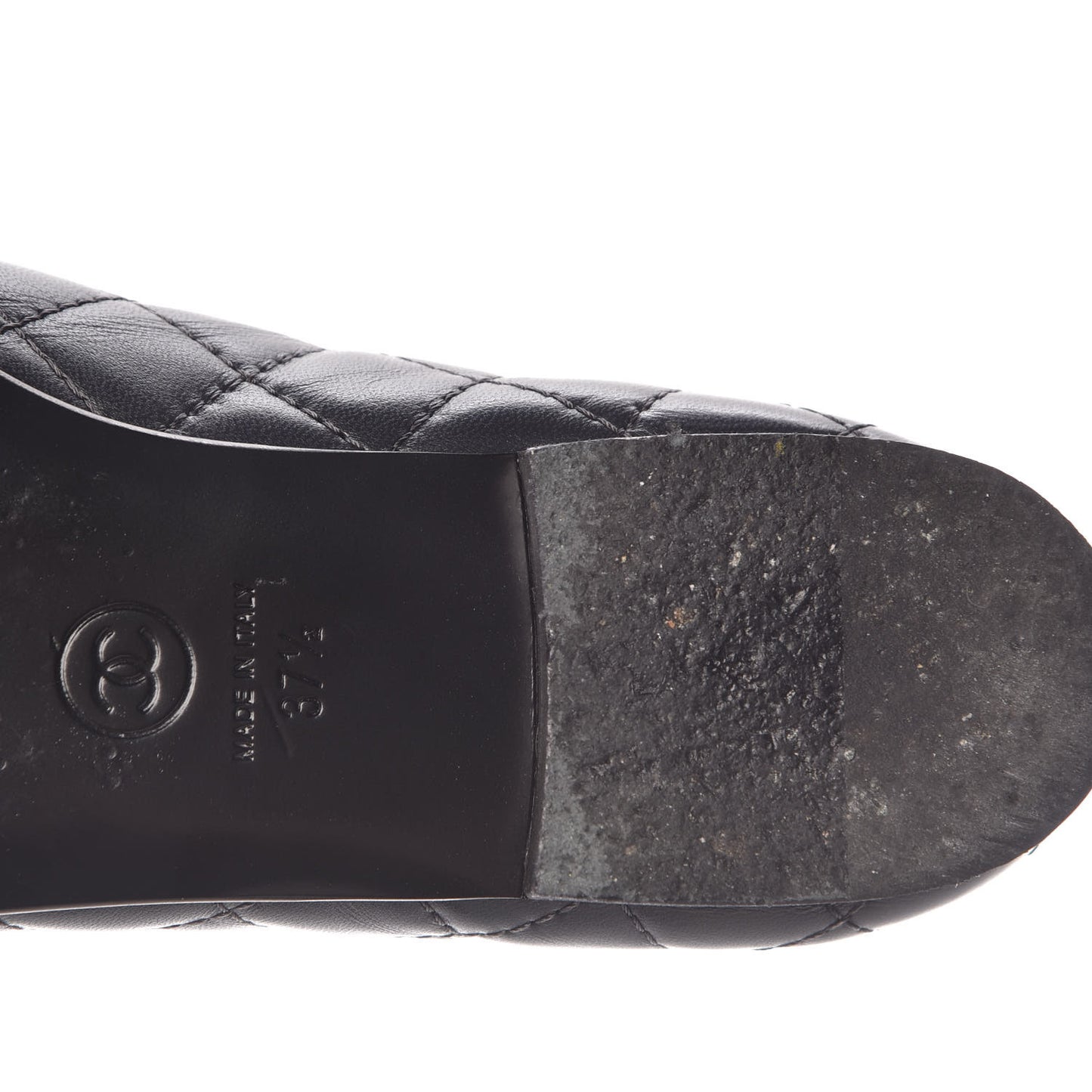Lambskin Quilted CC Cap Toe Ballerina Flats 37.5 Navy