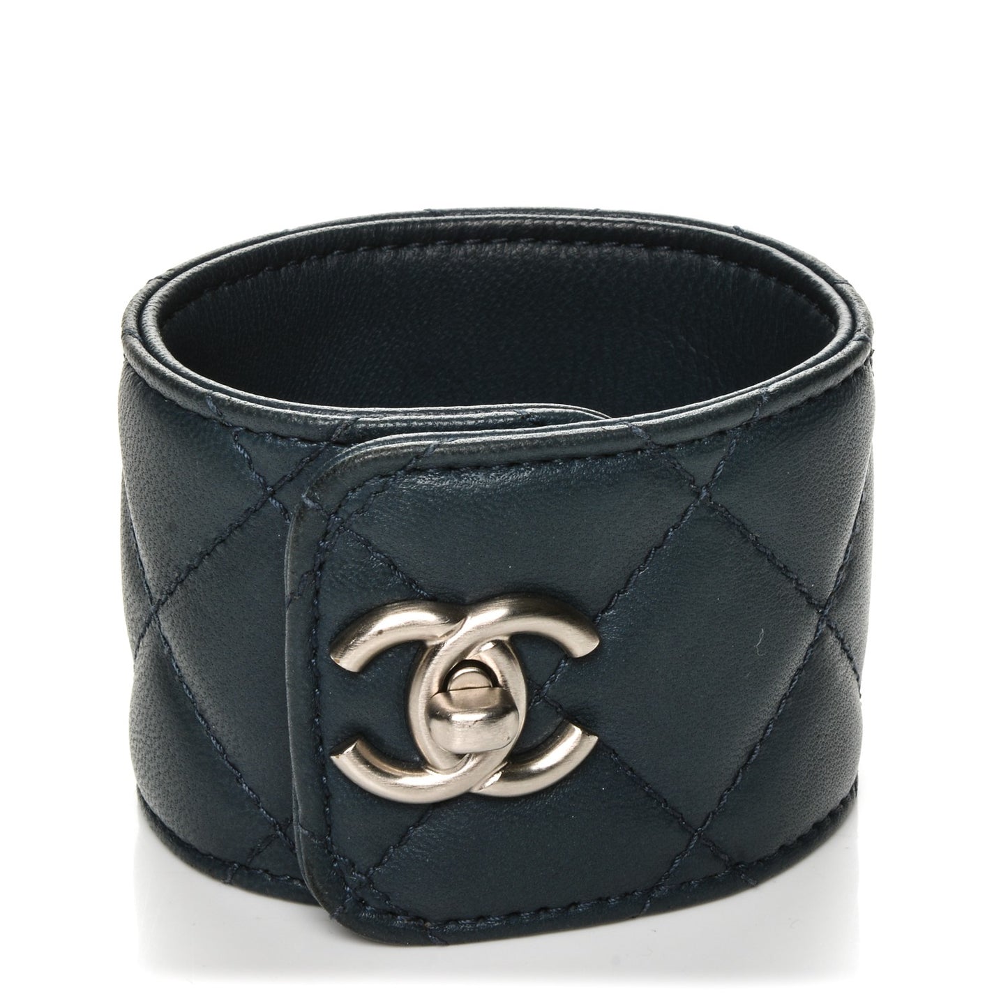 Quilted Lambskin CC Turnlock Cuff Blue