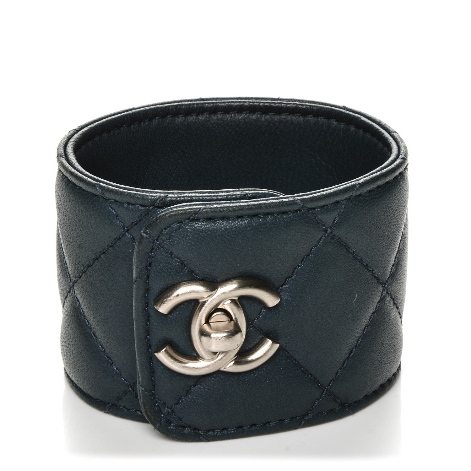 Chanel Quilted Lambskin CC Turnlock Cuff Blue 1 of 5