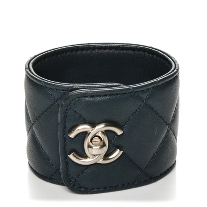 Chanel Quilted Lambskin CC Turnlock Cuff Blue 1 of 5
