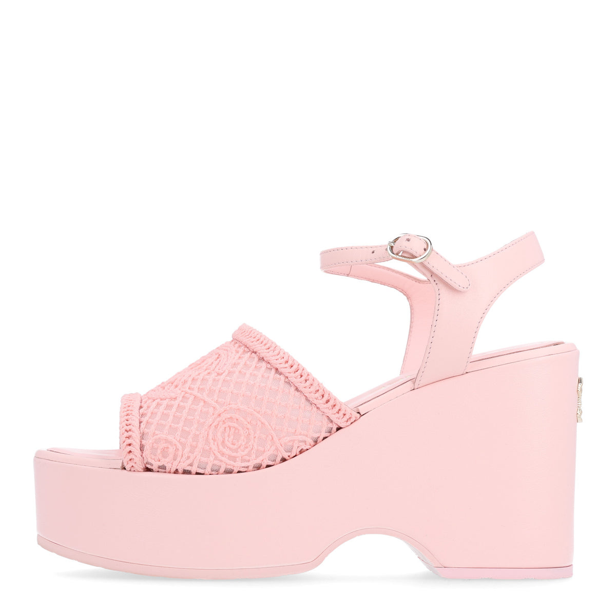 Chanel Fabric Calfskin CC Platform Sandals 39.5 Light Pink 1 of 10