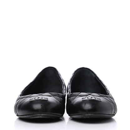 Chanel Lambskin Quilted CC Cap Toe Ballerina Flats 36.5 Black 2 of 18