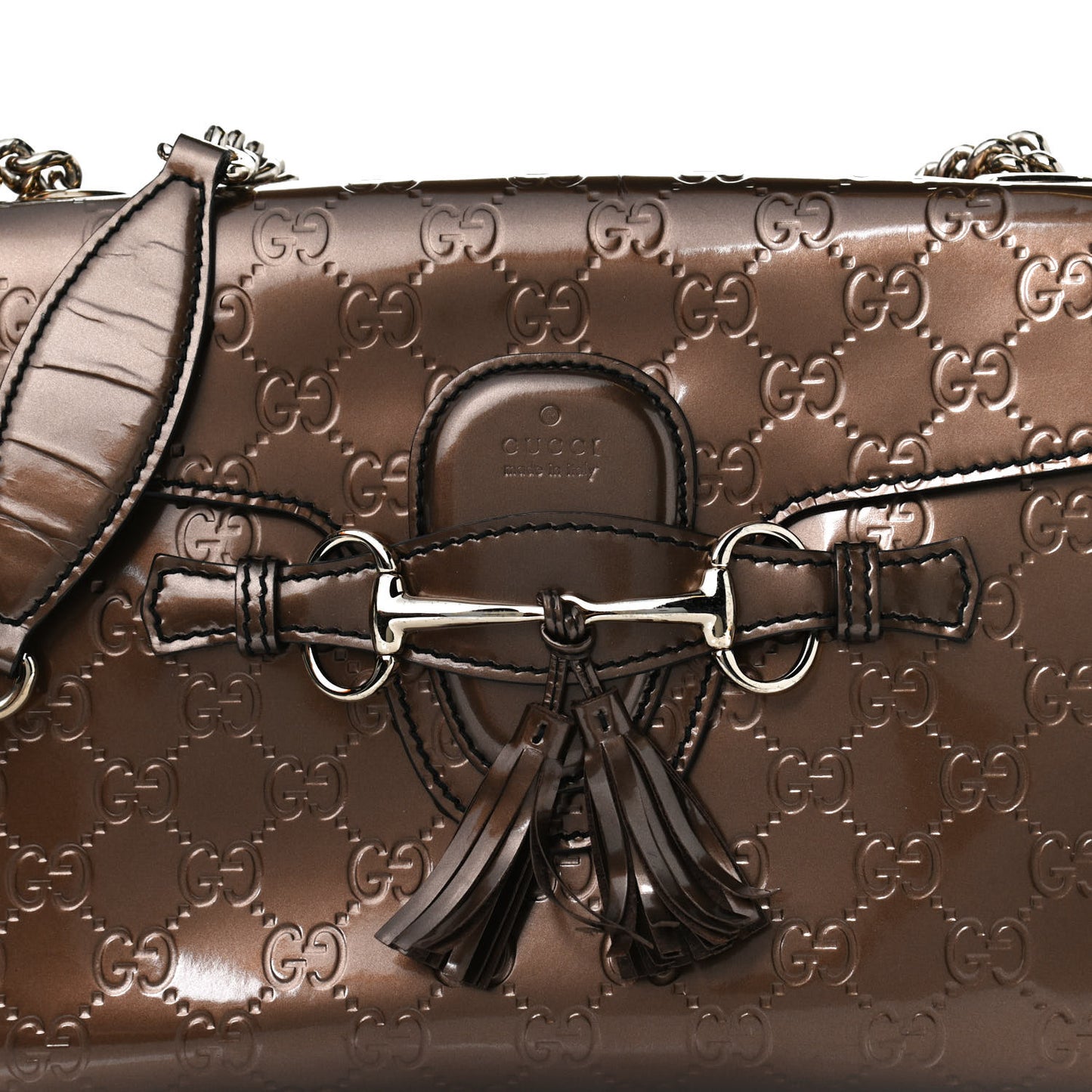 Shine Guccissima Medium Emily Chain Shoulder Bag Acero