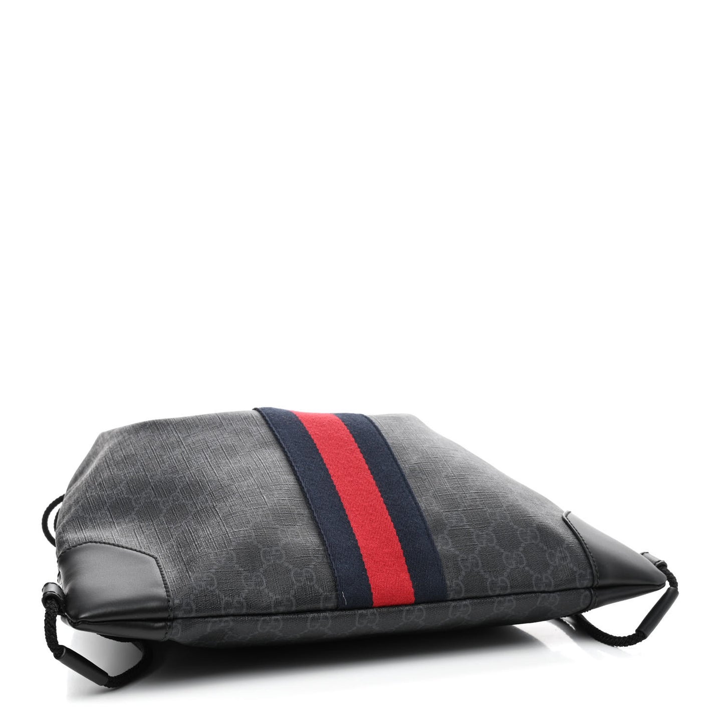 Soft GG Supreme Monogram Appia Calfskin Web Drawstring Backpack Black