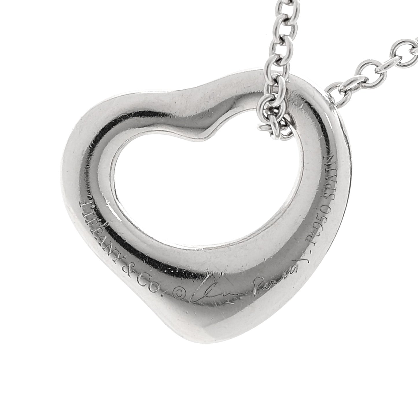 Platinum Diamond 11mm Elsa Peretti Open Heart Pendant Necklace