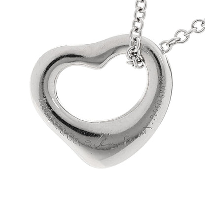 Tiffany Platinum Diamond 11mm Elsa Peretti Open Heart Pendant Necklace 5 of 5