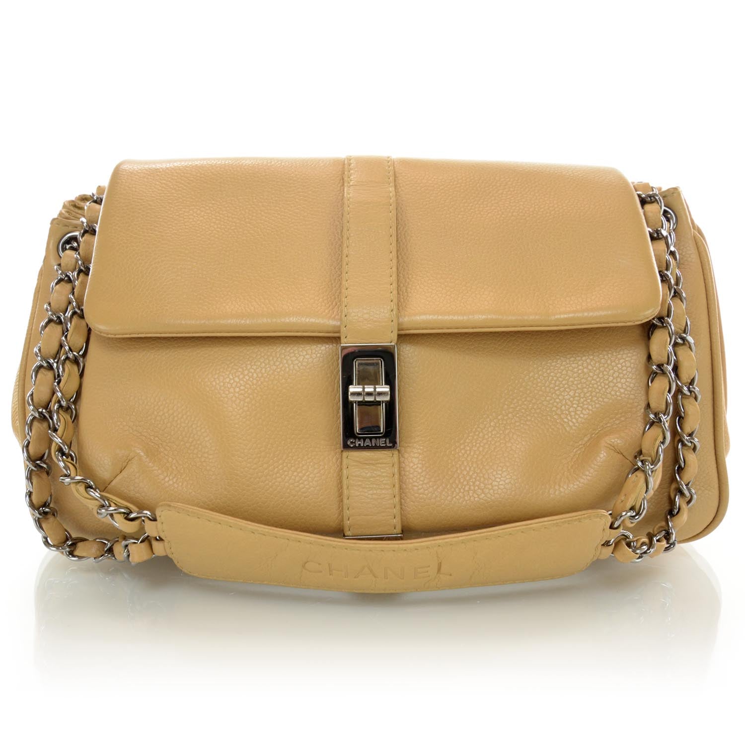 Chanel Caviar Mademoiselle Lock Accordion Flap Beige 1 of 9