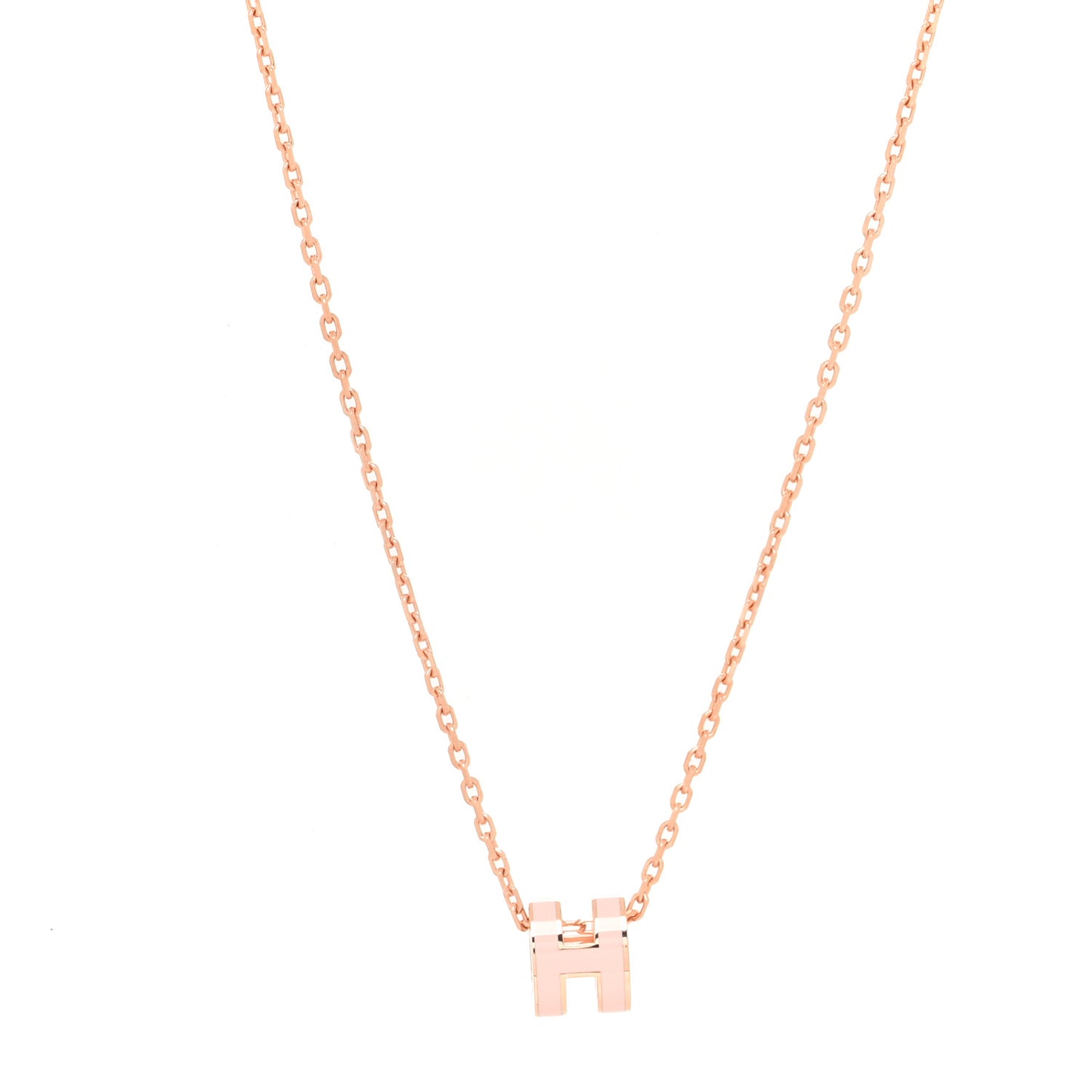Lacquered Rose Gold Mini Pop H Pendant Necklace Rose Dragee