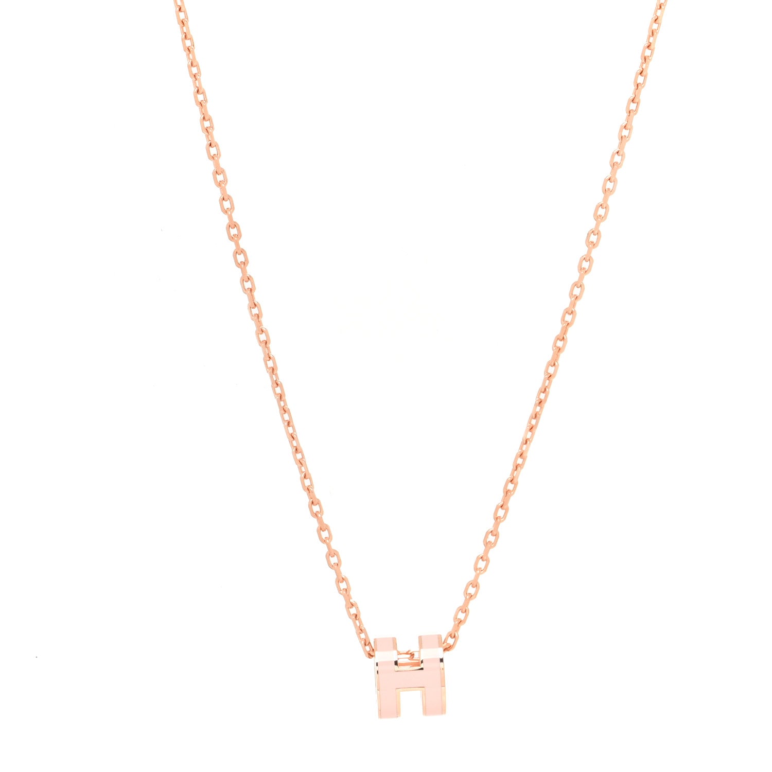 Hermes Lacquered Rose Gold Mini Pop H Pendant Necklace Rose Dragee 1 of 5