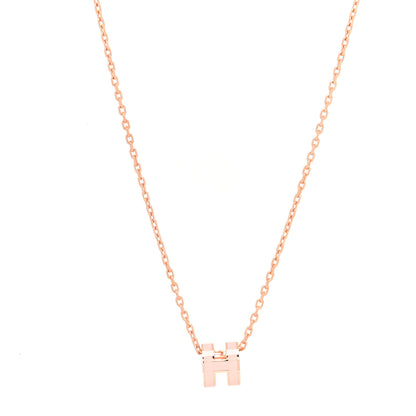Hermes Lacquered Rose Gold Mini Pop H Pendant Necklace Rose Dragee 1 of 5