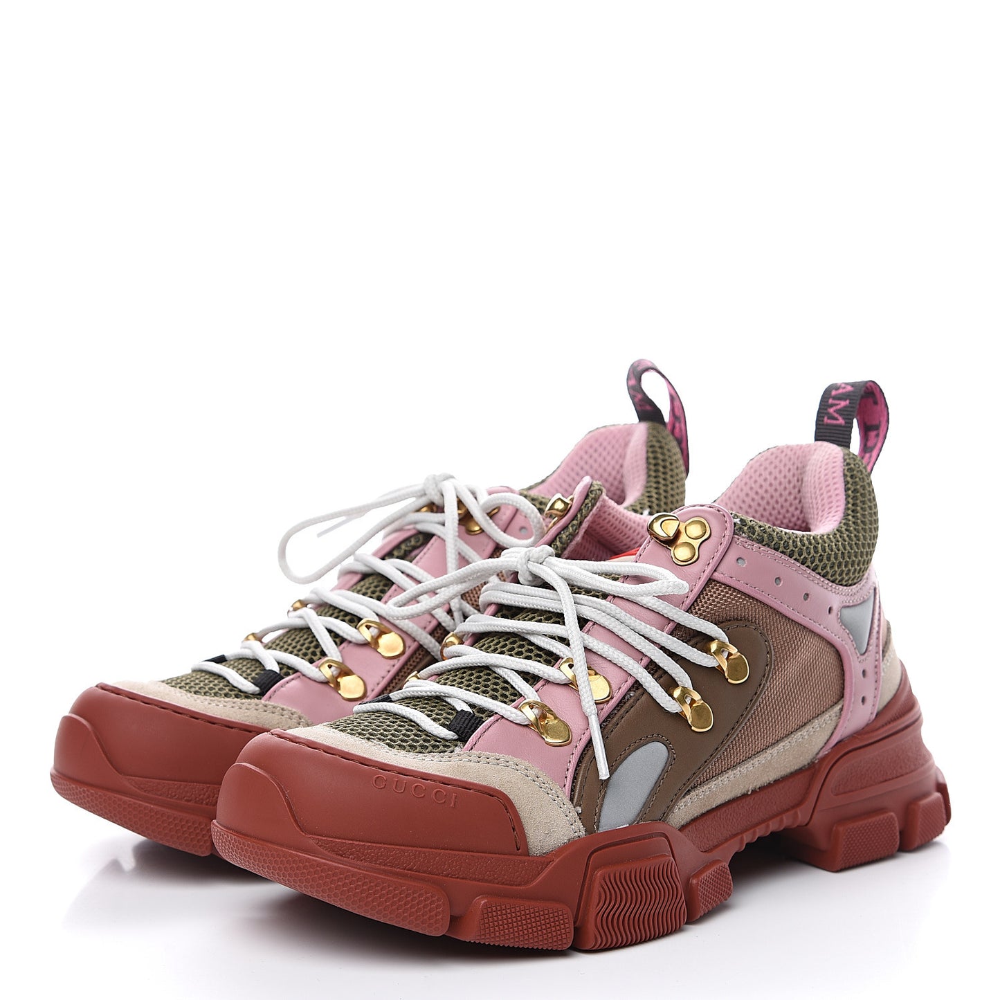 X SEGA Mesh Canvas Calfskin Womens Flashtrek Sneakers 38.5 Military Oatmeal Carmine Rose Ardesia