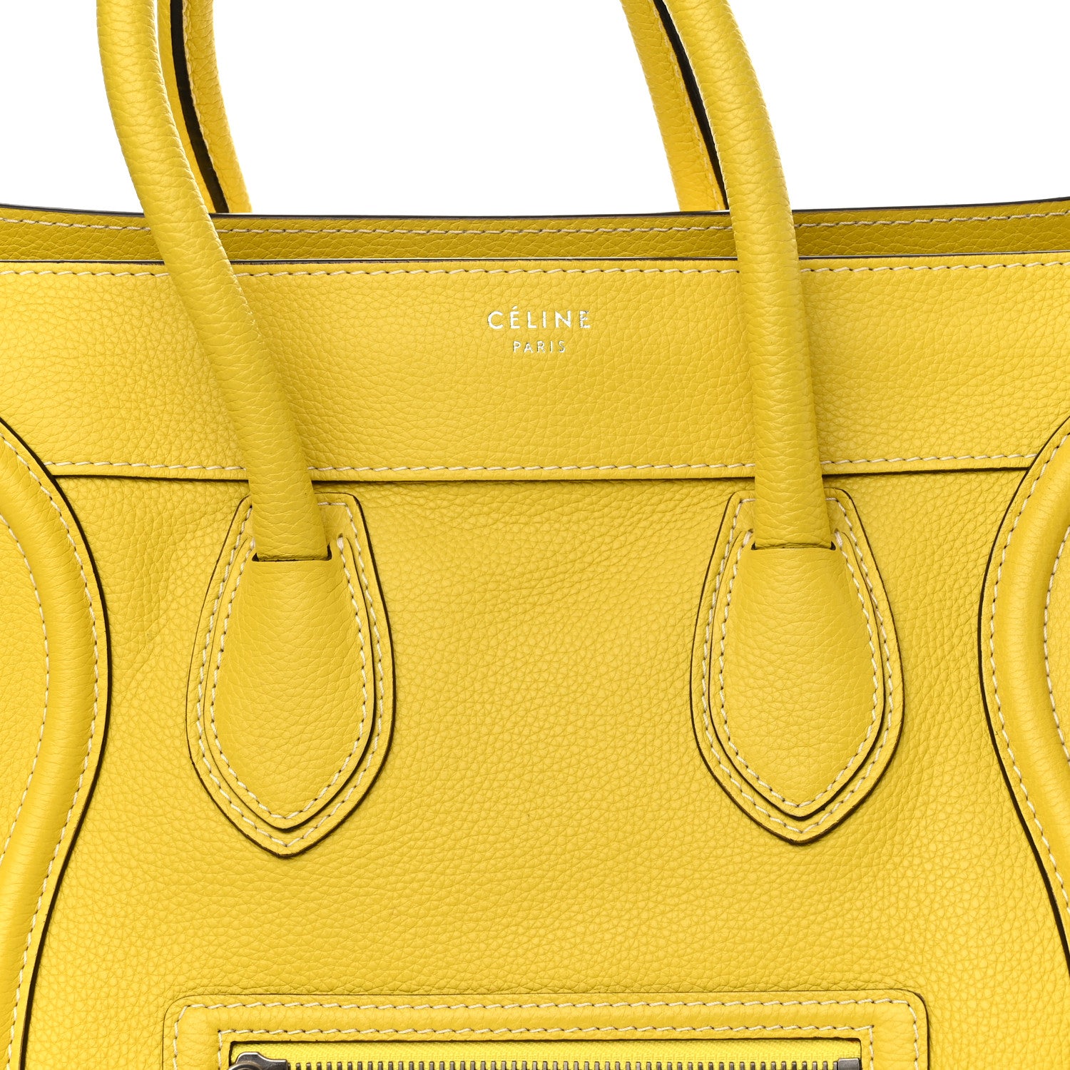 Celine Drummed Calfskin Mini Luggage Citron 8 of 10