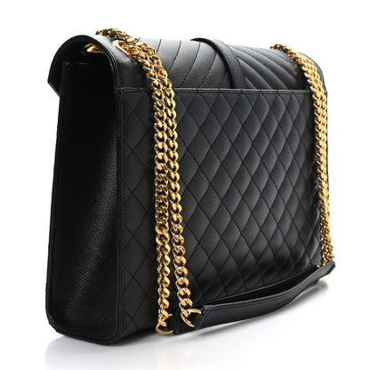 Saint Laurent Grain De Poudre Textured Mixed Matelasse Large Triquilt Monogram Satchel Black 2 of 8