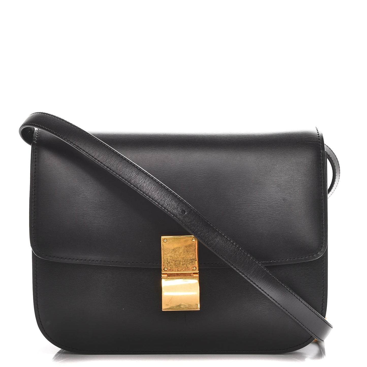 Box Calfskin Medium Classic Box Flap Bag Black