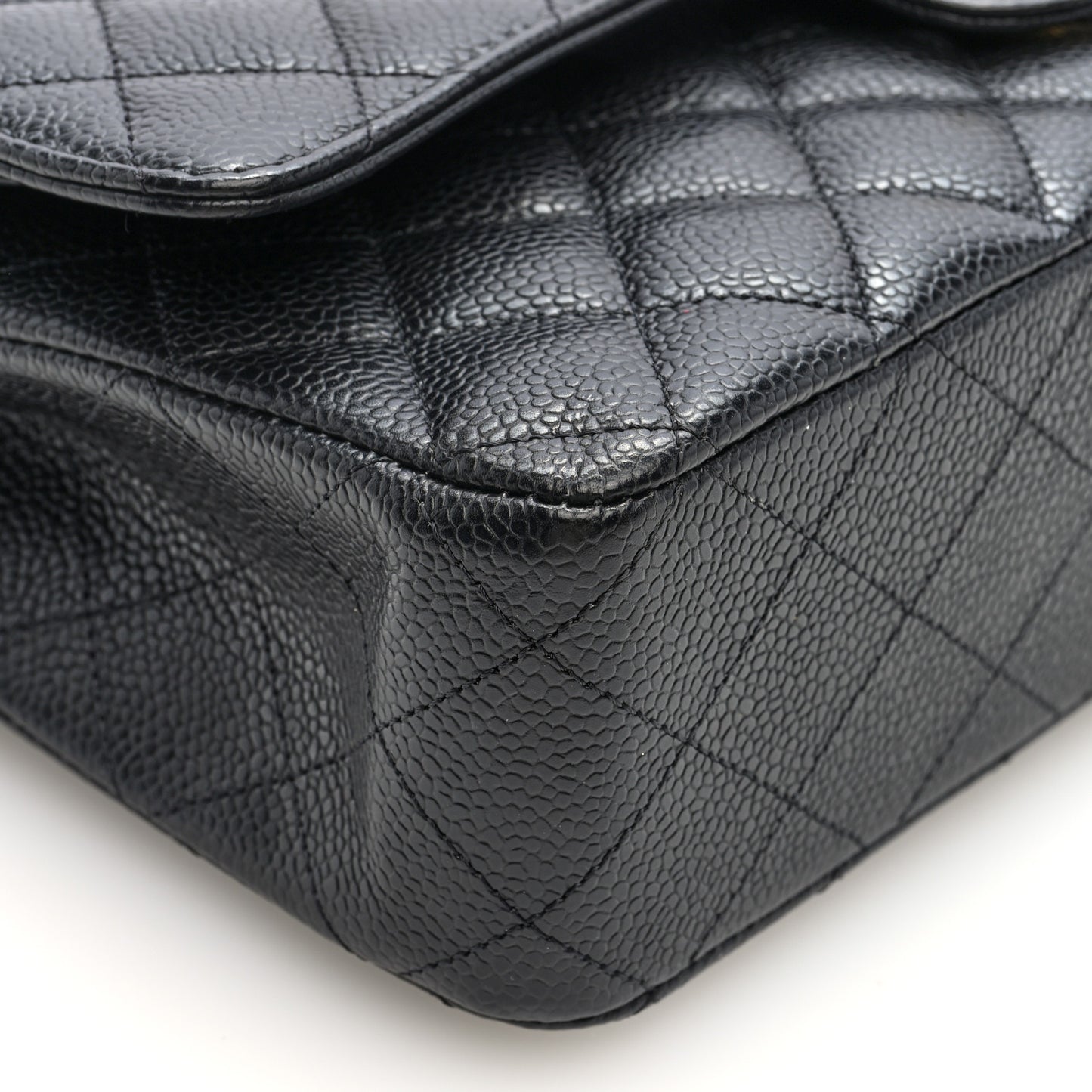 Caviar Quilted Medium Double Flap Black