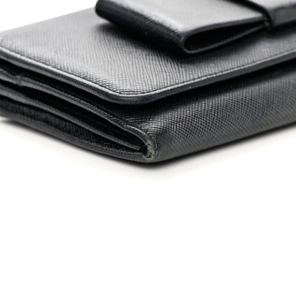 Prada Saffiano Bow Continental Wallet Black 12 of 17