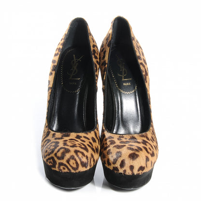 Saint Laurent Calf Hair Leopard Print Palais 105 Platform Pumps 38.5 2 of 6