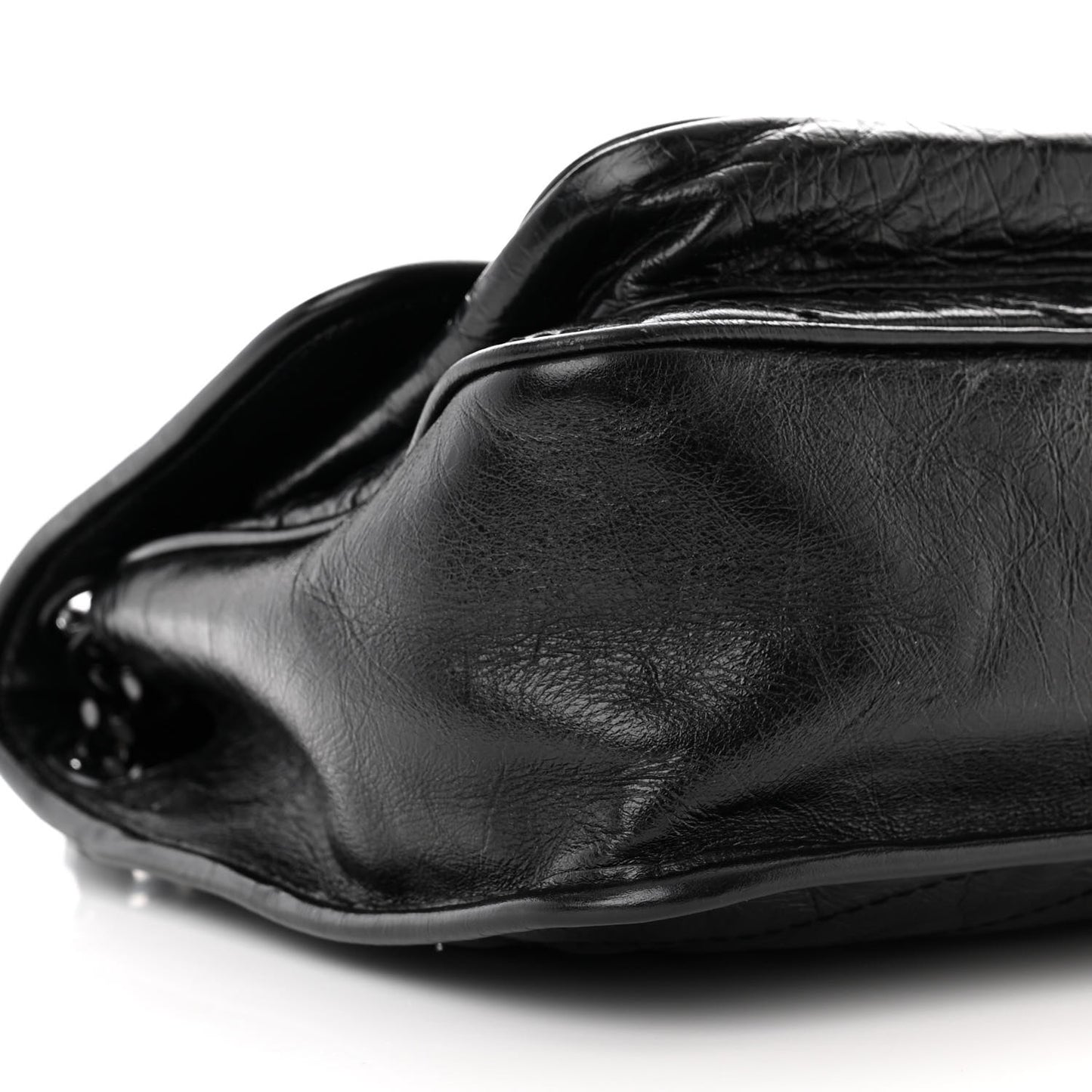 Crinkled Calfskin Matelasse Monogram Medium Niki Chain Satchel Black