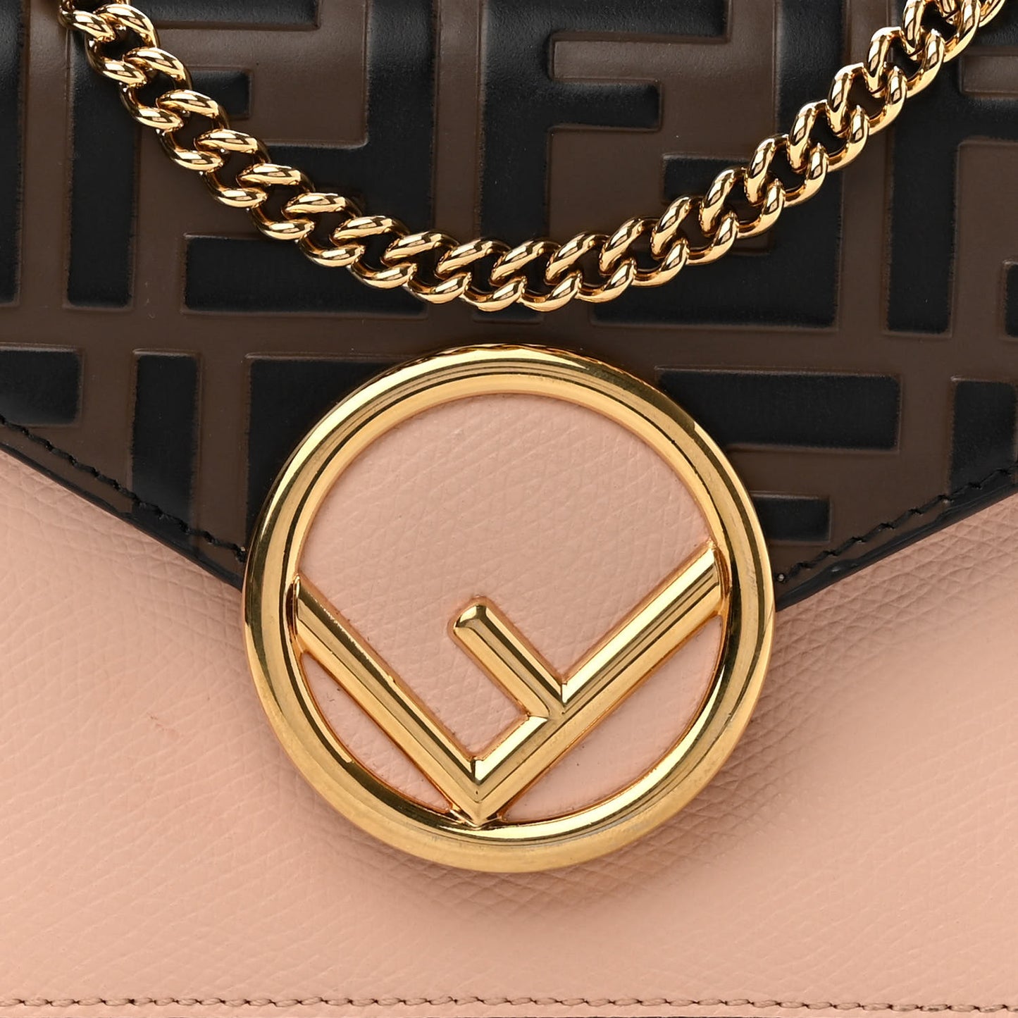 Vitello Cruise F is Fendi Bi-Color FF 1974 Embossed Envelope Belt Bag Maya Black Light Rose