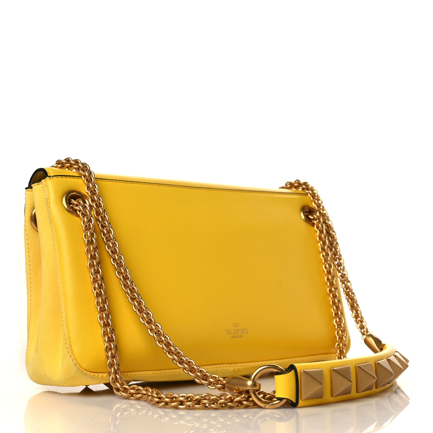Nappa Stud Sign Shoulder Bag Bright Lemon