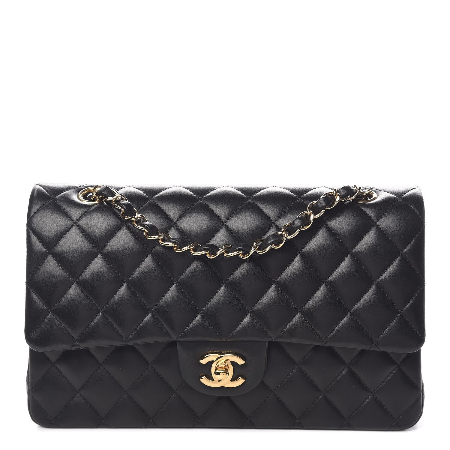 Chanel Lambskin Quilted Medium Double Flap Black 1 of 14