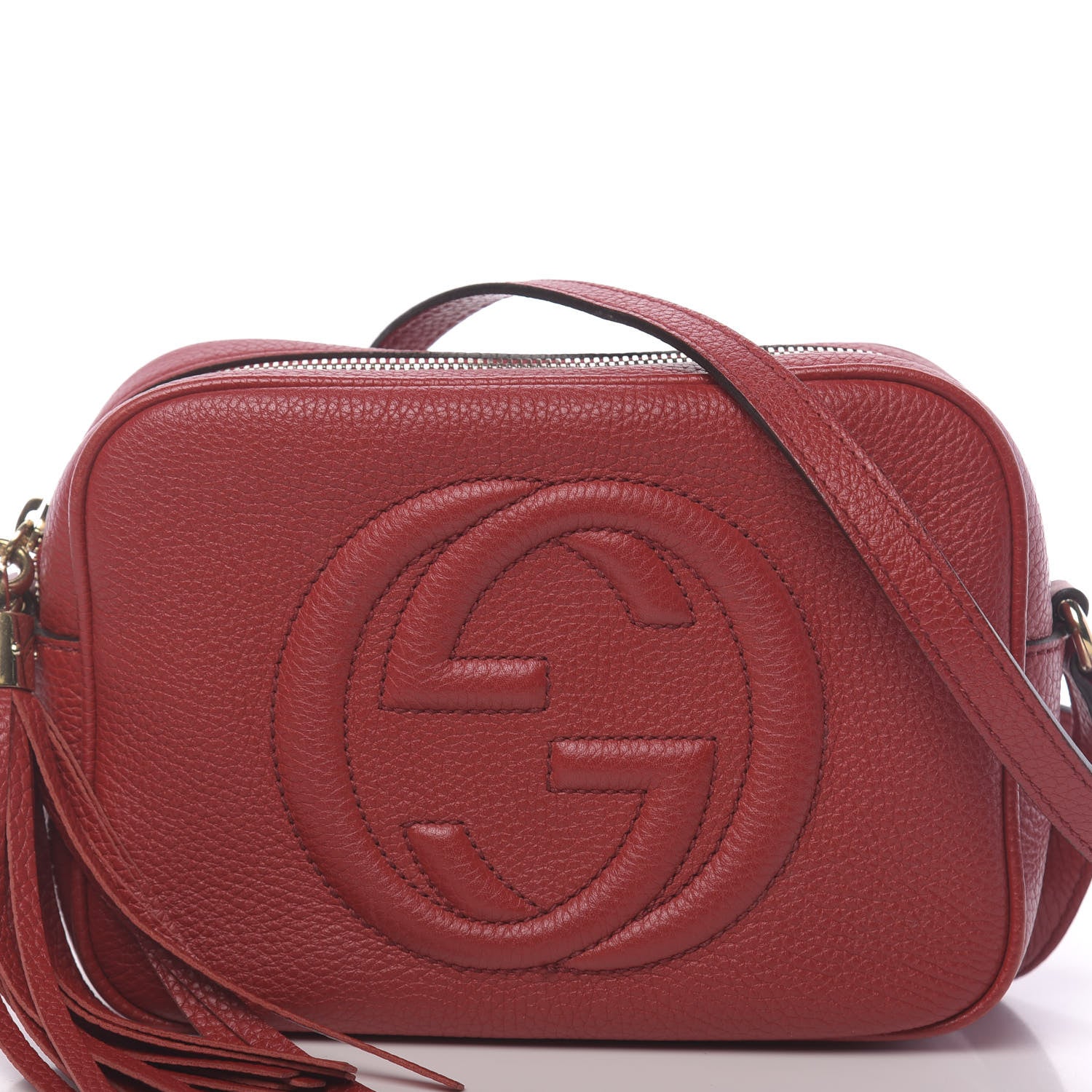 Gucci Pebbled Calfskin Small Soho Disco Bag Tabasco Red 11 of 12