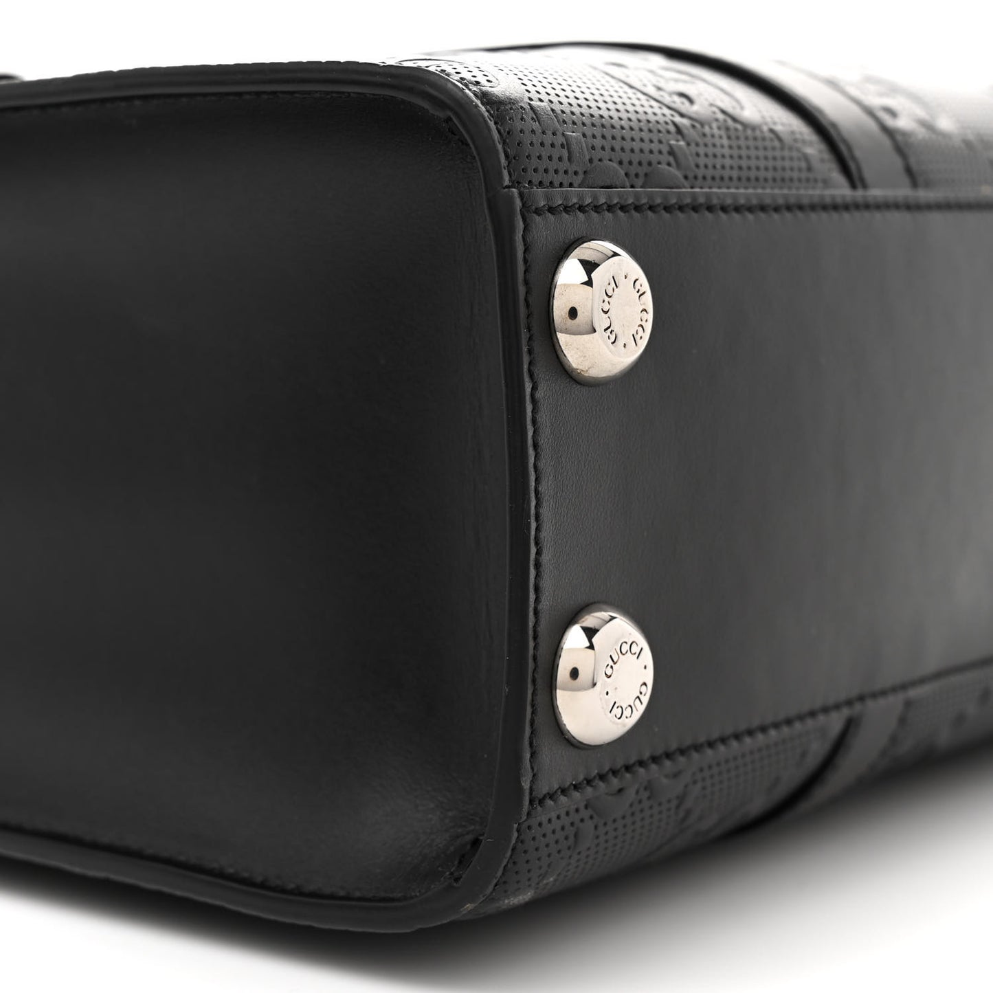 Calfskin GG Tennis Embossed Medium Tote Bag Black