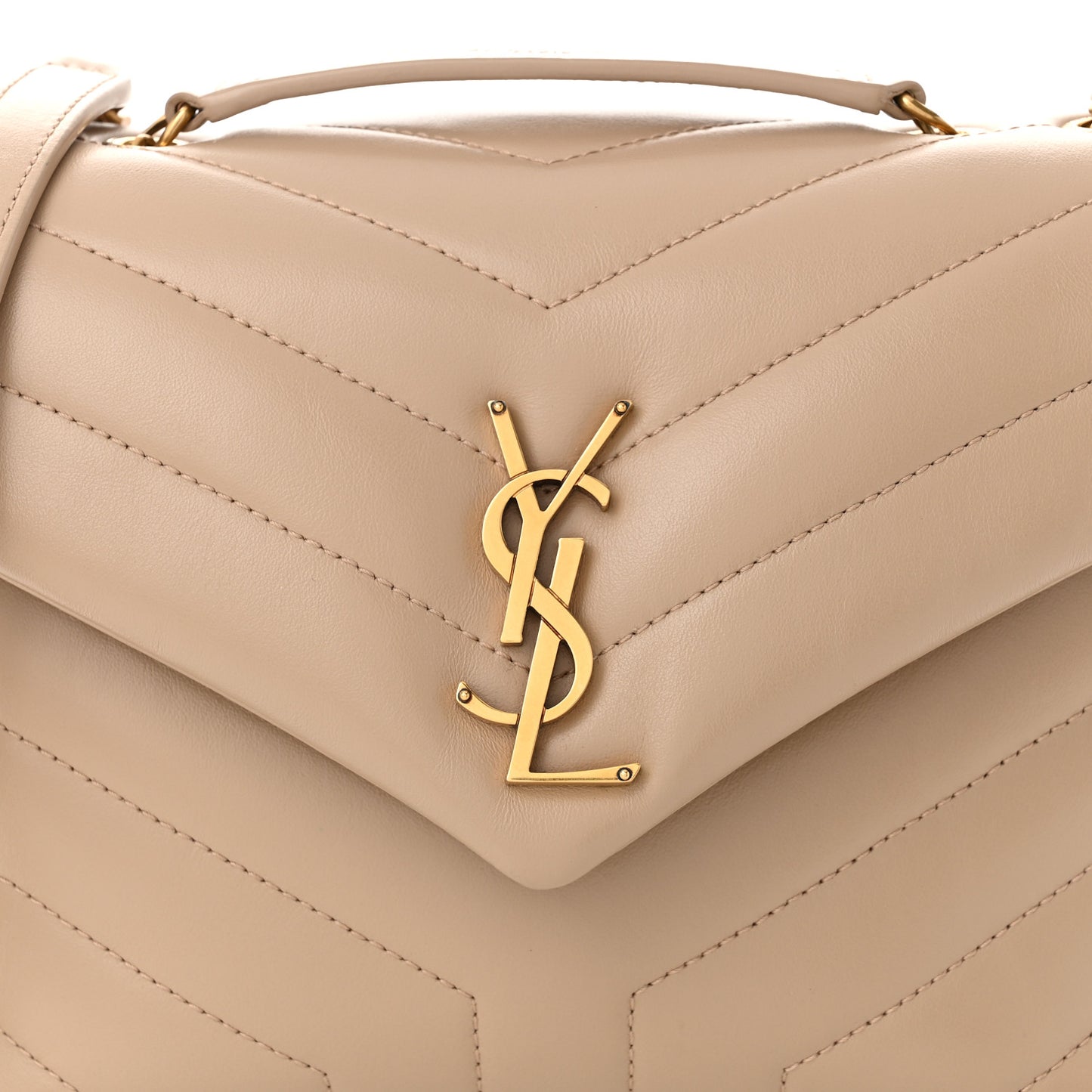 Calfskin Y Quilted Monogram Small Loulou Chain Satchel Dark Beige