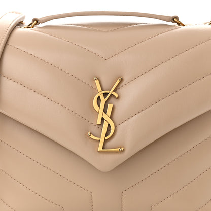 Saint Laurent Calfskin Y Quilted Monogram Small Loulou Chain Satchel Dark Beige 8 of 10