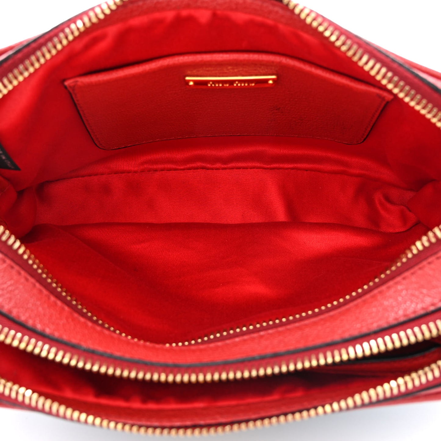 Goatskin Madras Double Zip Crossbody Bag Rosso Cielo