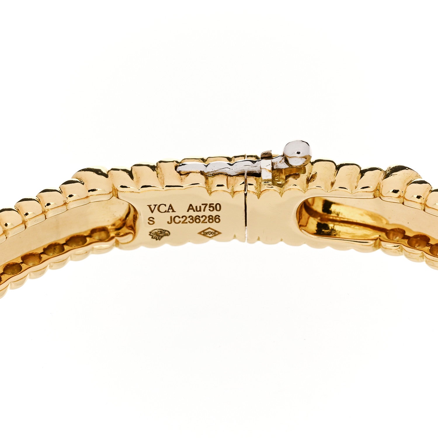 Van Cleef & Arpels 18K Yellow Gold Diamond Perlee Sweet Clovers Bracelet S 3 of 4