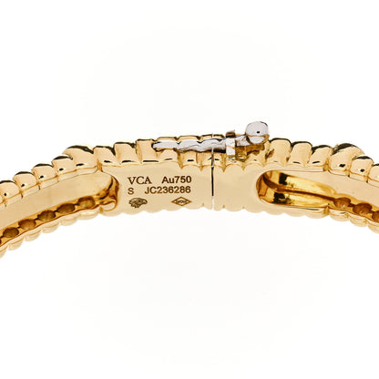 Van Cleef & Arpels 18K Yellow Gold Diamond Perlee Sweet Clovers Bracelet S 3 of 4