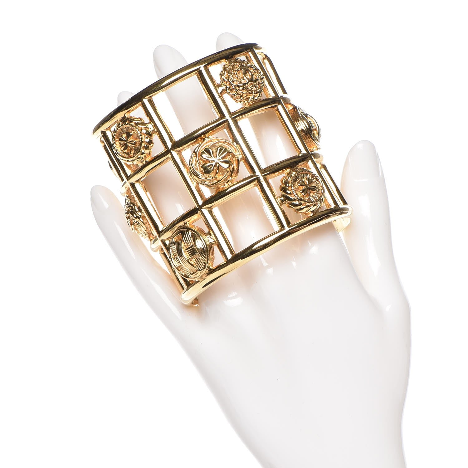 Chanel Metal CC Clover Cuff Gold 2 of 6