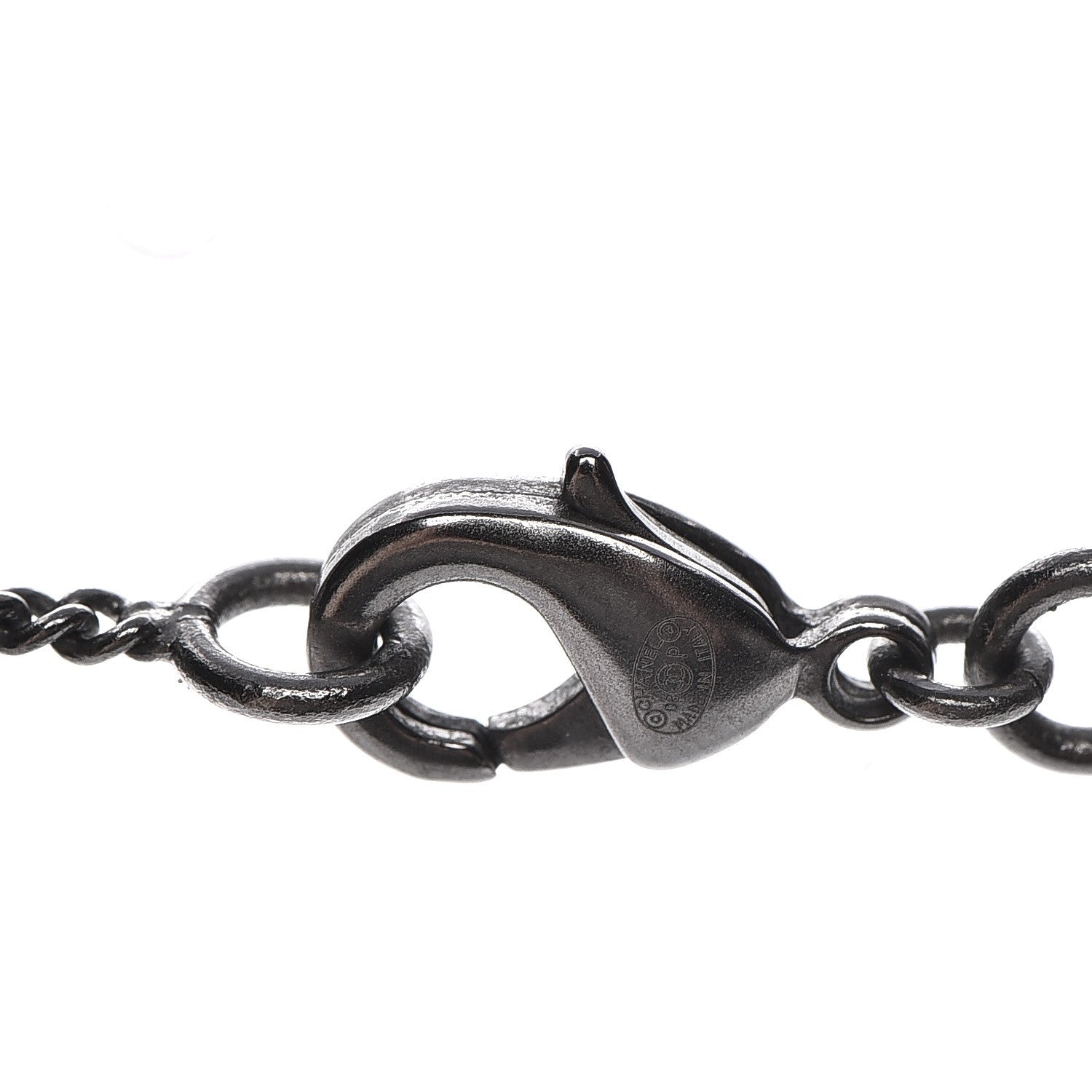 Chanel Crystal Large CC Necklace Dark Silver 7 of 8