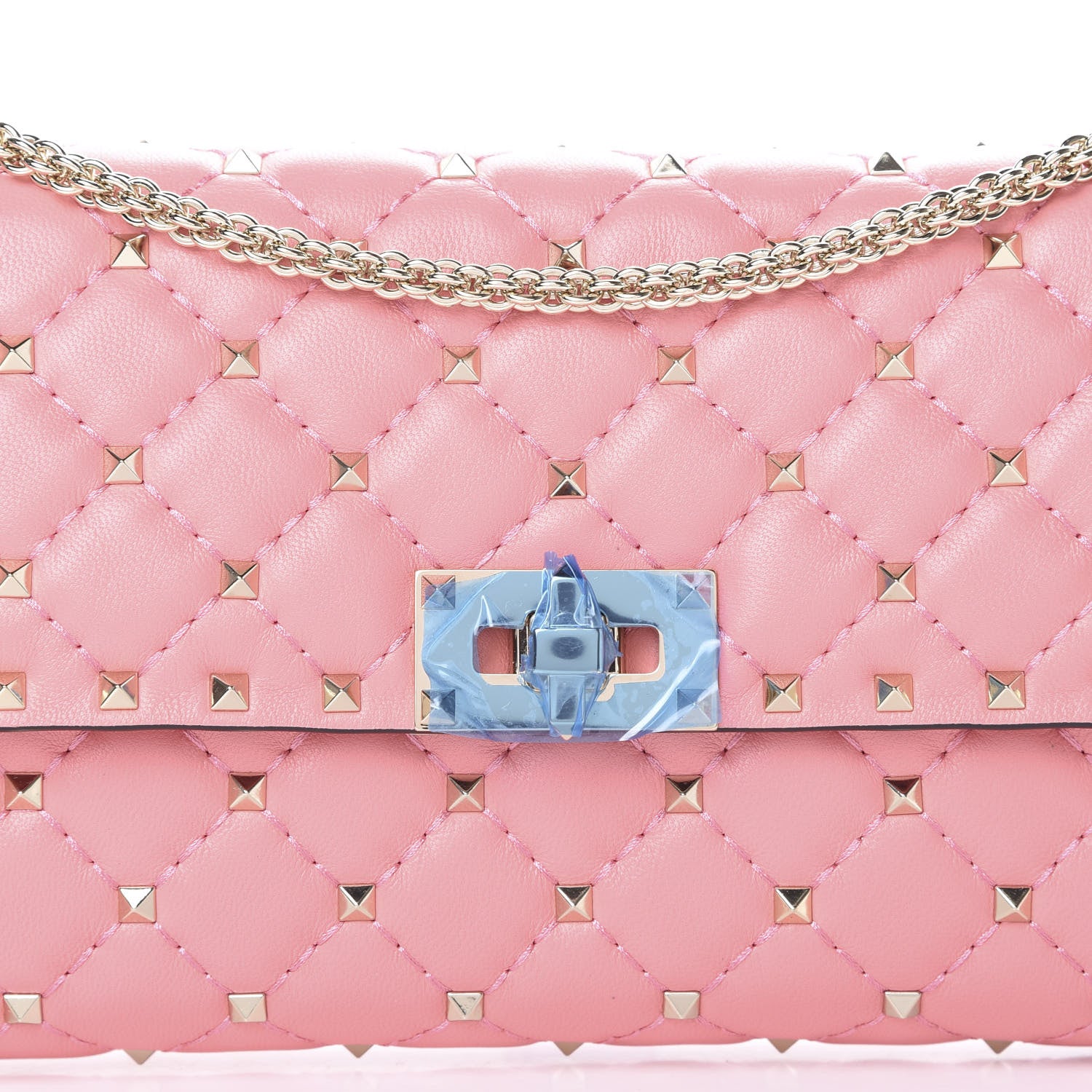 Valentino Garavani Nappa Rockstud Spike Wallet On Chain Paradise Rose 6 of 10