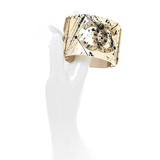 Matte Jackson Pollock Splattered Paint CC Cuff Ivory