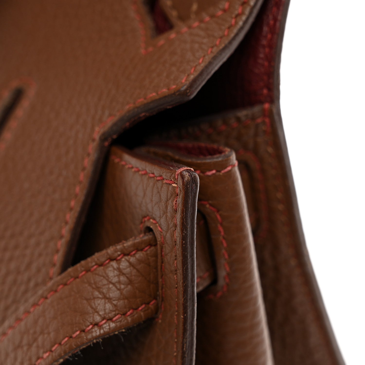 Hermes Taurillon Clemence Jypsiere 28 Marron D'Inde Rouge H 11 of 12