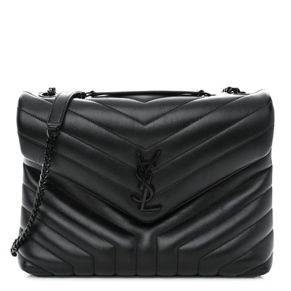 Saint Laurent Calfskin Y Quilted Monogram Monochrome Medium Loulou Chain Satchel Black 1 of 10