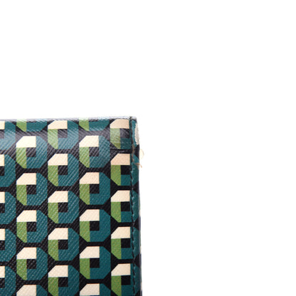 Prada Saffiano Geometric Print Bi-Fold Wallet Smeraldo Dis 8 of 9