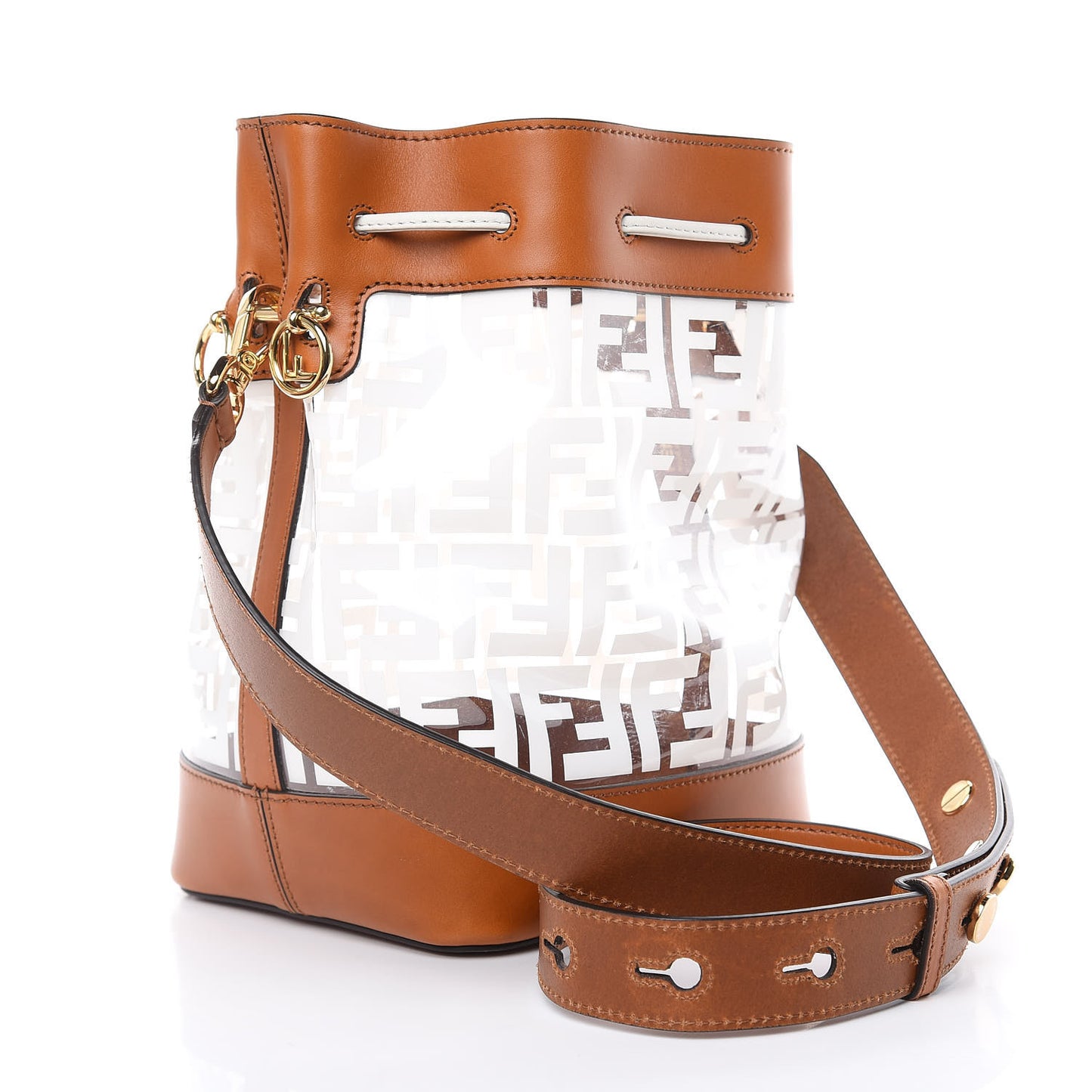 TPU FF Vitello Aura F is Fendi Grande Mon Tresor Bucket Bag White Cuoio