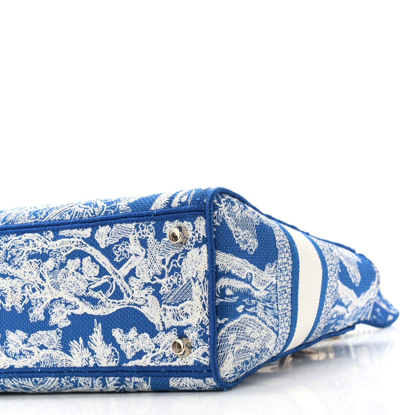 Canvas Toile De Jouy Reverse Embroidered Medium Lady D-Lite Fluorescent Blue