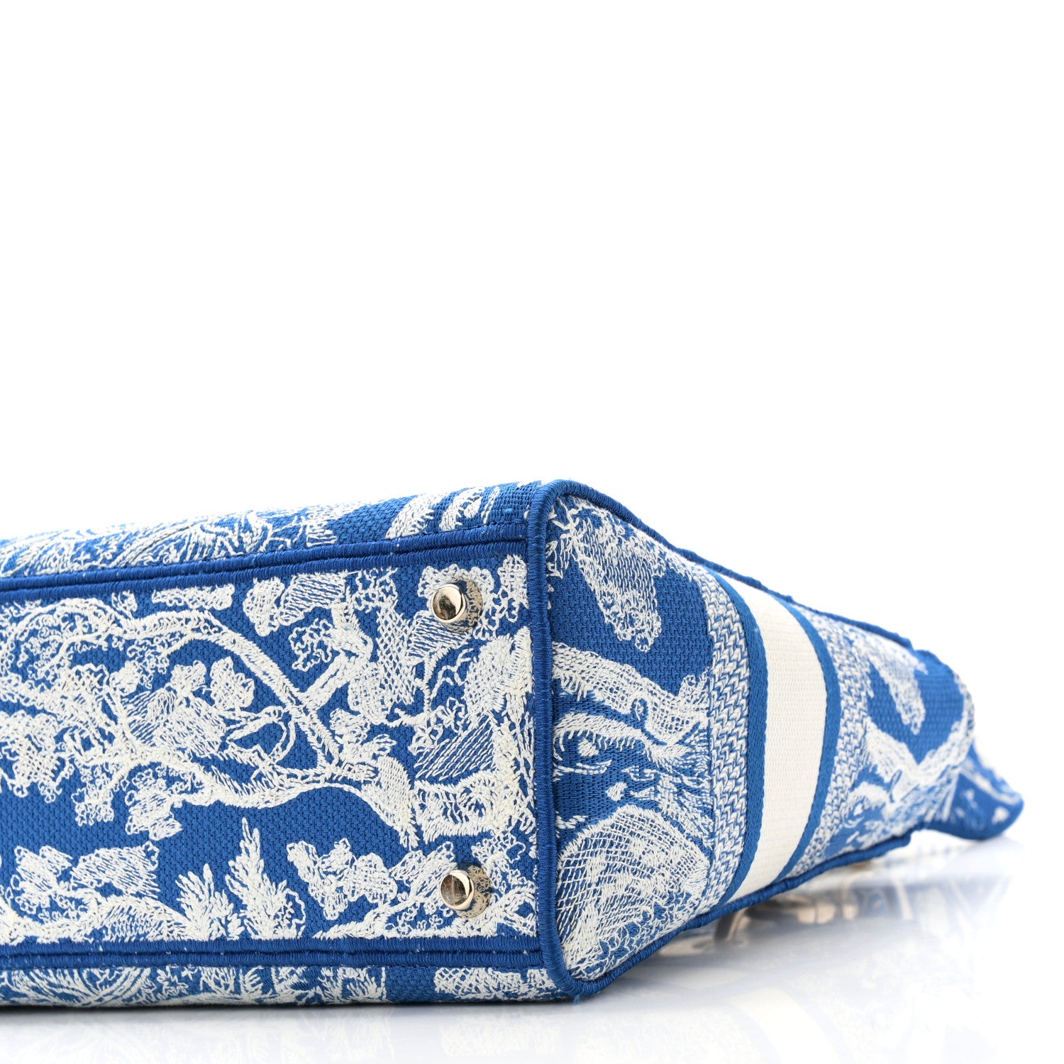 Christian Dior Canvas Toile De Jouy Reverse Embroidered Medium Lady D-Lite Fluorescent Blue 9 of 9