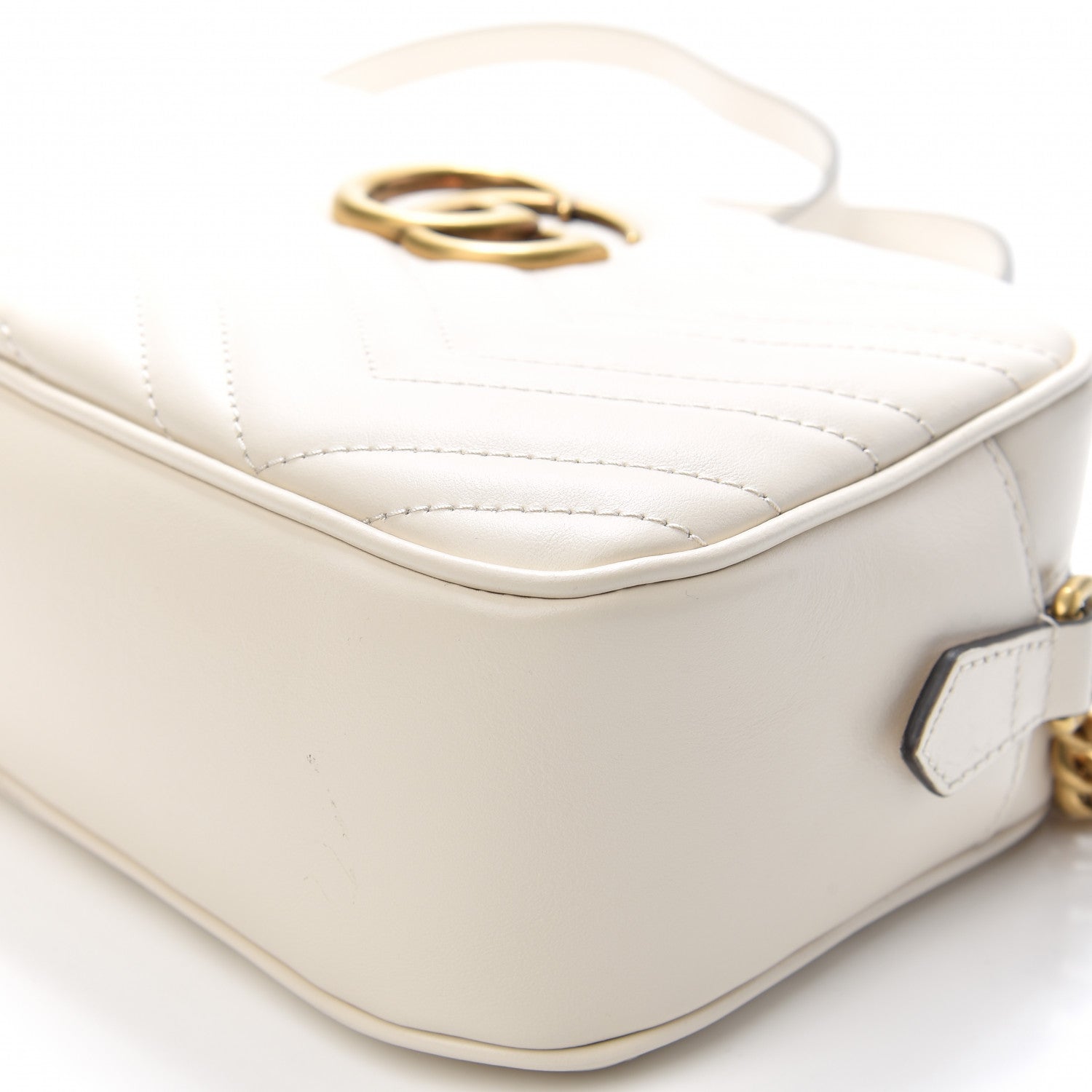Gucci Calfskin Matelasse Small GG Marmont Chain Shoulder Bag White 9 of 9