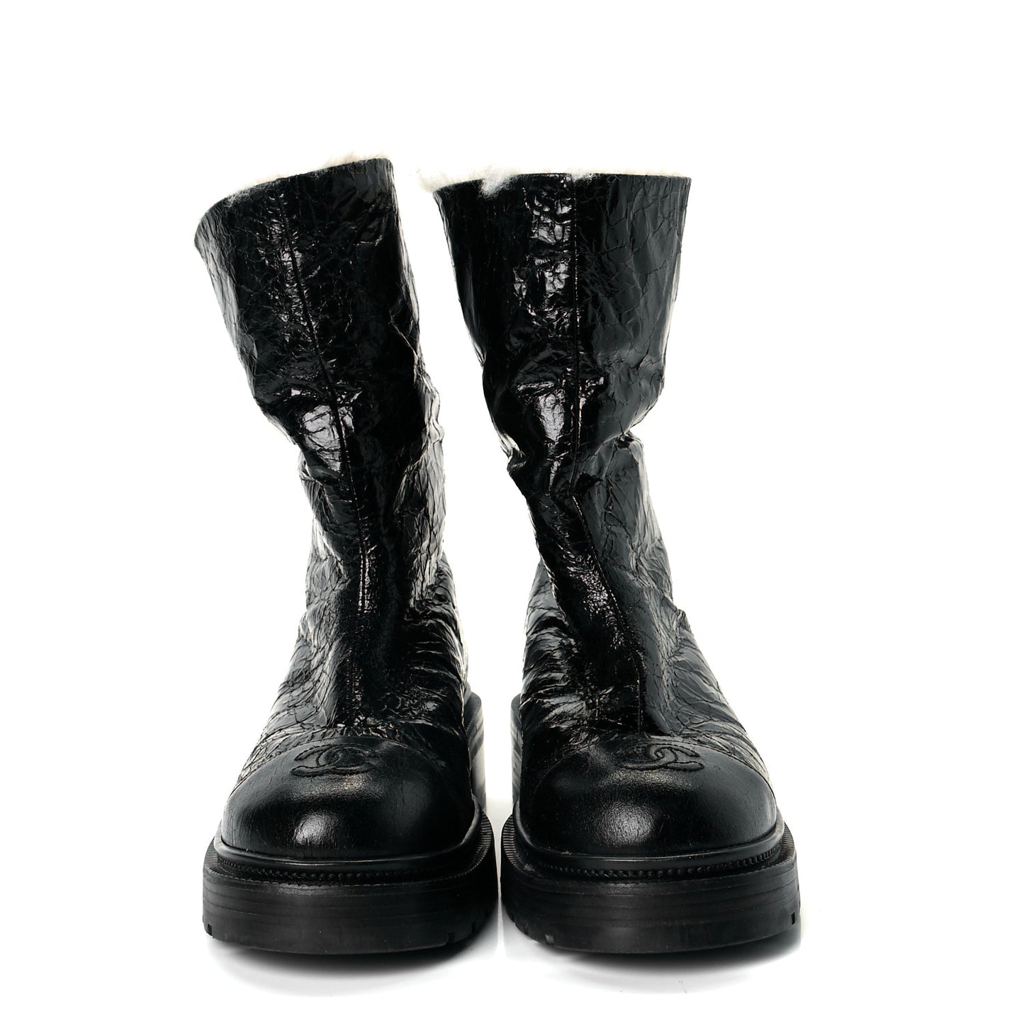 Lambskin Shearling Short Boots 38 Black