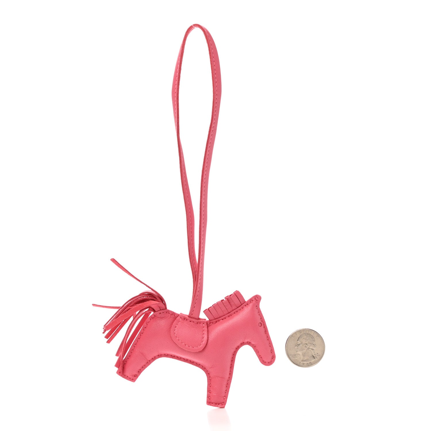 Hermes Milo Lambskin Grigri Rodeo Horse Bag Charm PM Rose Azalee 2 of 5
