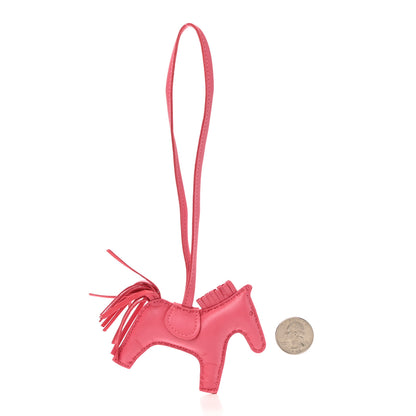 Hermes Milo Lambskin Grigri Rodeo Horse Bag Charm PM Rose Azalee 2 of 5