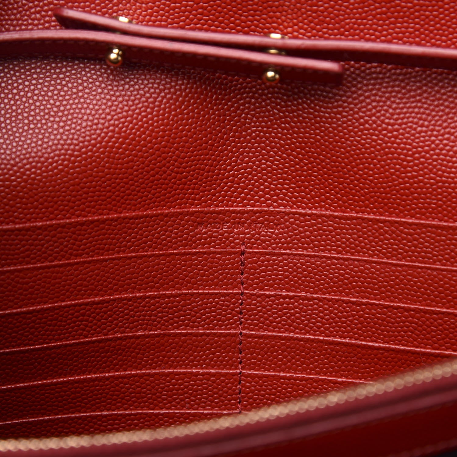 Saint Laurent Grain De Poudre Matelasse Chevron Monogram Chain Wallet Vermillion 7 of 12