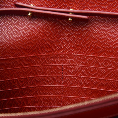 Saint Laurent Grain De Poudre Matelasse Chevron Monogram Chain Wallet Vermillion 7 of 12